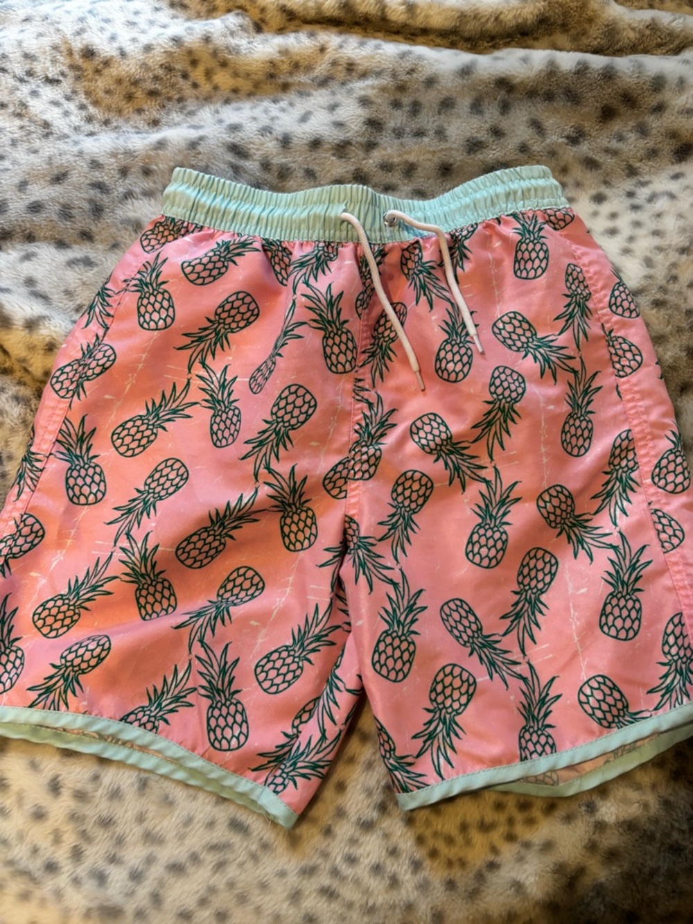 Boys Pink Pineapple Swim Shorts with inside Lining